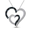 Image 1 : Blue Color Enhanced Diamond Heart Pendant 1/20 Cttw Sterling Silver