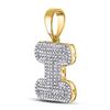 Image 2 : Mens Diamond Letter I Bubble Initial Charm Pendant 1/2 Cttw 10kt Yellow Gold