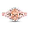 Image 2 : Oval Morganite Fashion Solitaire Ring 2 Cttw 10kt Rose Gold