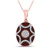 Image 1 : Red Color Enhanced Diamond Oval Starburst Pendant 1/3 Cttw 10kt Rose Gold