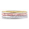 Image 2 : Diamond 3-Piece Stackable Band Ring Set 1/6 Cttw 10kt Tri-Tone Gold