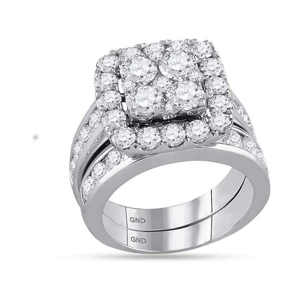 Diamond Bridal Wedding Ring Band Set 4-1/4 Cttw 14kt White Gold