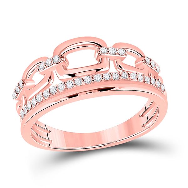 Diamond Chain Link Fashion Ring 1/4 Cttw 14kt Rose Gold