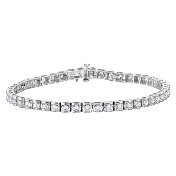 Diamond Studded Tennis Bracelet 1-1/2 Cttw 14kt White Gold