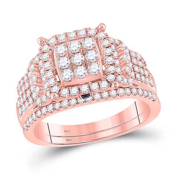 Diamond Bridal Wedding Ring Band Set 1 Cttw 14kt Rose Gold