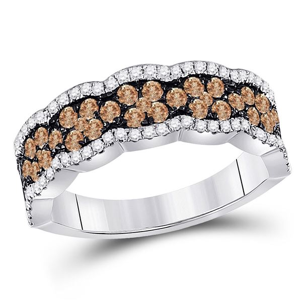 Brown Diamond Fashion Band Ring 1 Cttw 14kt White Gold