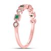 Image 3 : Princess Emerald Diamond Square Dot Stackable Band Ring 1/8 Cttw 10kt Rose Gold