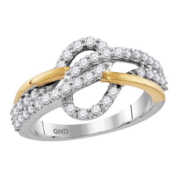 Diamond Woven Band Ring 5/8 Cttw 10kt Two-tone White Yellow Gold