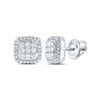 Image 1 : Diamond Square Cluster Earrings 1/2 Cttw 10kt White Gold