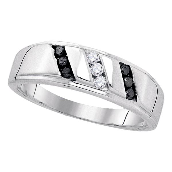 Sterling Silver Mens Black Color Enhanced Diamond Wedding Band Ring 1/4 Cttw Sterling Silver