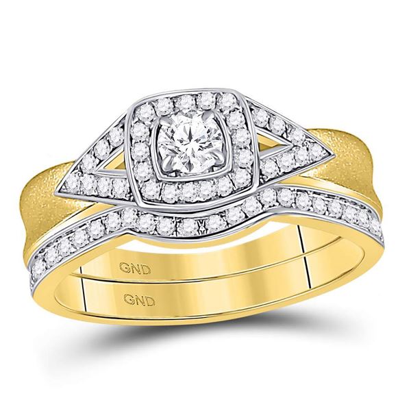 Diamond Bridal Wedding Ring Band Set 1/2 Cttw 14kt Yellow Gold
