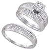 Image 1 : His Hers Diamond Solitaire Matching Wedding Set 1/3 Cttw 10kt White Gold
