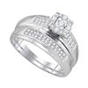 Image 3 : His Hers Diamond Solitaire Matching Wedding Set 1/3 Cttw 10kt White Gold