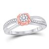 Image 1 : Diamond Flower Cluster Ring 1/6 Cttw 10kt Two-tone Gold