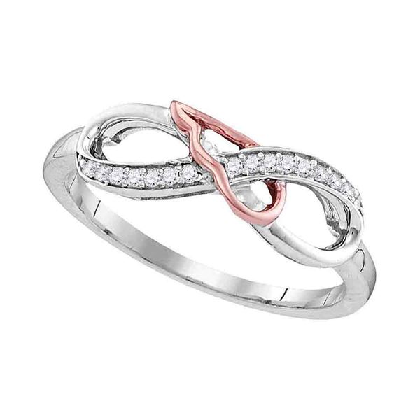 Diamond 2-tone Infinity Band Ring 1/10 Cttw Sterling Silver