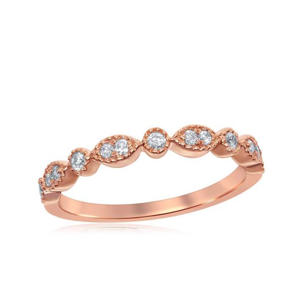 Diamond Milgrain Stackable Band Ring 1/6 Cttw 14kt Rose Gold