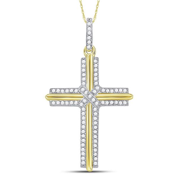 Mens Diamond Cross Charm Pendant 1/5 Cttw 10kt Yellow Gold