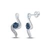 Image 1 : Blue Color Enhanced Diamond Cluster Stud Earrings 1/5 Cttw Sterling Silver