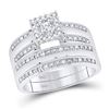 Image 2 : Sterling Silver His Hers Diamond Solitaire Matching Wedding Set 1/4 Cttw Sterling Silver