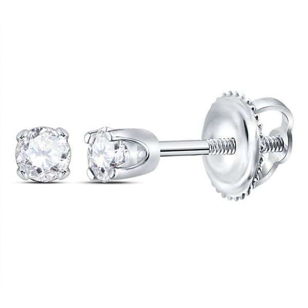 Diamond Solitaire Earrings 1/20 Cttw 14kt White Gold