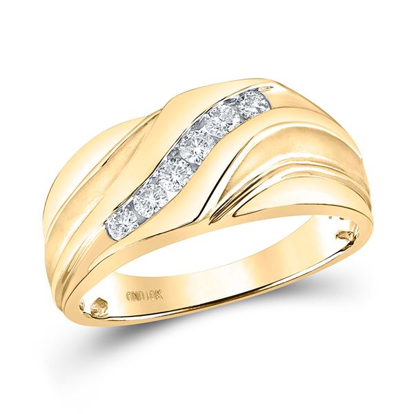 Mens Diamond Wedding Band Ring 1/3 Cttw 10kt Yellow Gold