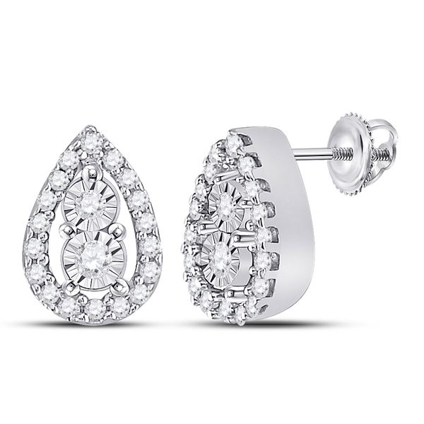 Diamond Teardrop Earrings 1/8 Cttw 10kt White Gold