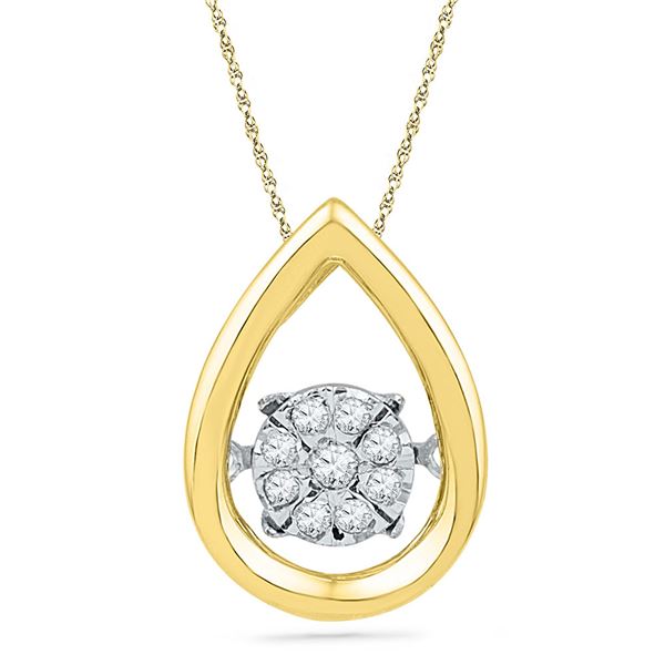 Diamond Moving Twinkle Teardrop Pendant 1/12 Cttw 10kt Yellow Gold