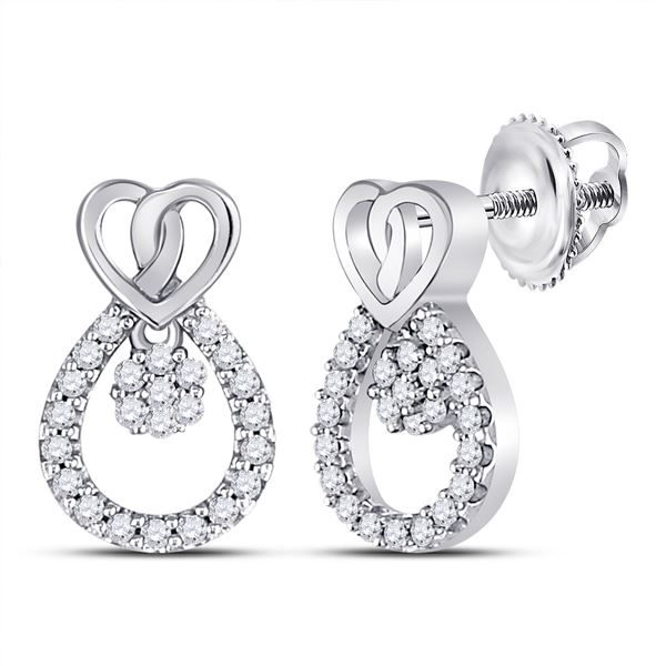 Diamond Teardrop Heart Earrings 1/6 Cttw 10kt White Gold