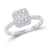 Image 1 : Baguette Diamond Square Cluster Ring 1/2 Cttw 14kt White Gold