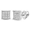 Image 1 : Diamond Square Cluster Earrings 1/10 Cttw Sterling Silver