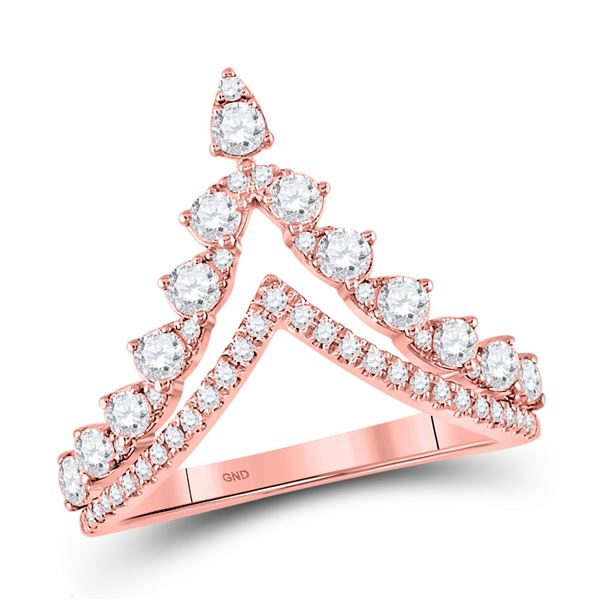 Diamond Chevron Band Ring 3/4 Cttw 14kt Rose Gold