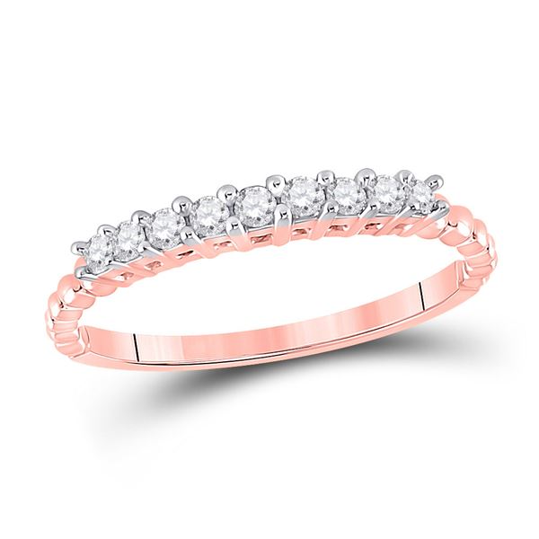 Diamond Single Row Band Ring 1/4 Cttw 10kt Rose Gold