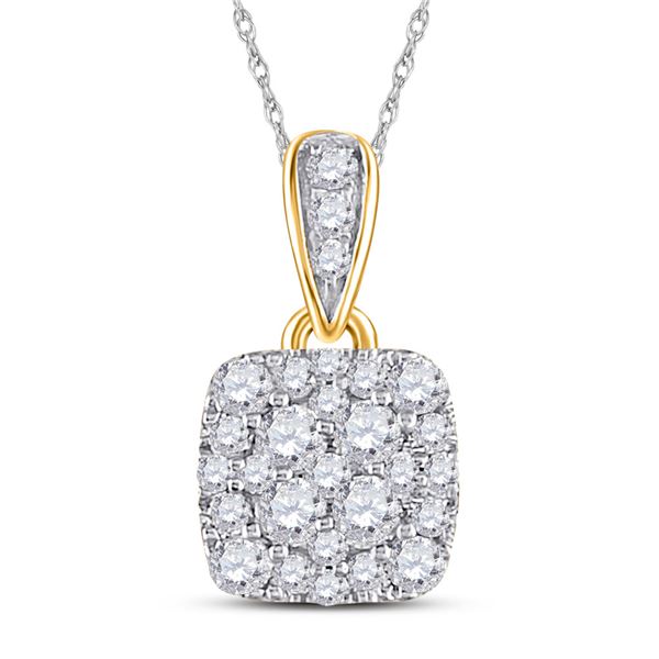 Diamond Square Pendant 1/2 Cttw 14kt Yellow Gold