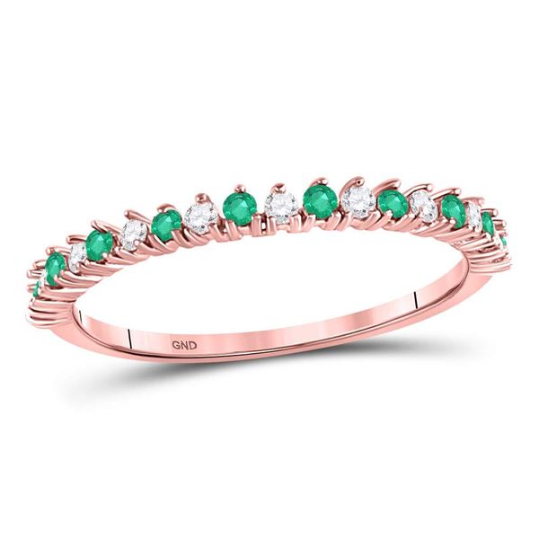 Emerald Diamond Stackable Band Ring 1/5 Cttw 10kt Rose Gold