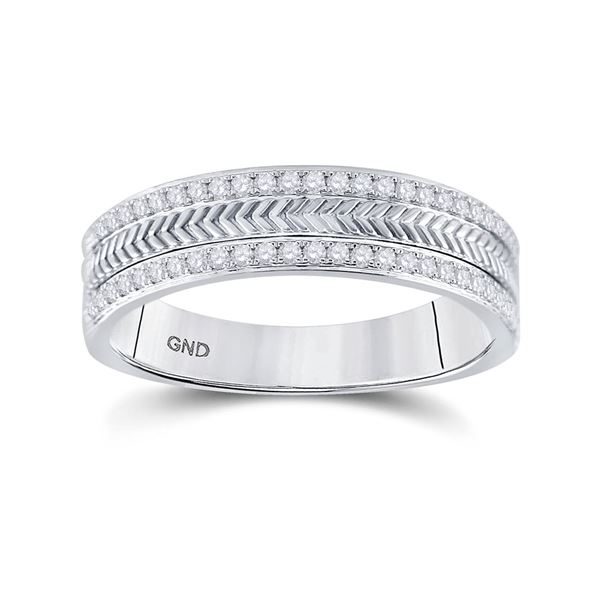 Mens Diamond Wedding Wheat Texture Band Ring 1/3 Cttw 14kt White Gold