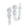 Image 1 : Diamond Flower Cluster Hoop Earrings 1/4 Cttw 10kt White Gold