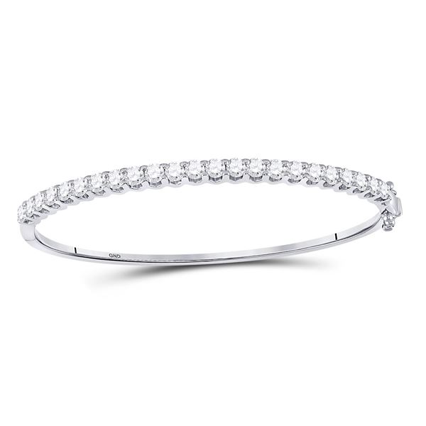 Diamond Classic Bangle Bracelet 3 Cttw 14kt White Gold