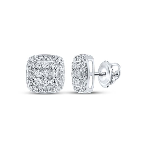 Diamond Square Earrings 1 Cttw 10kt White Gold