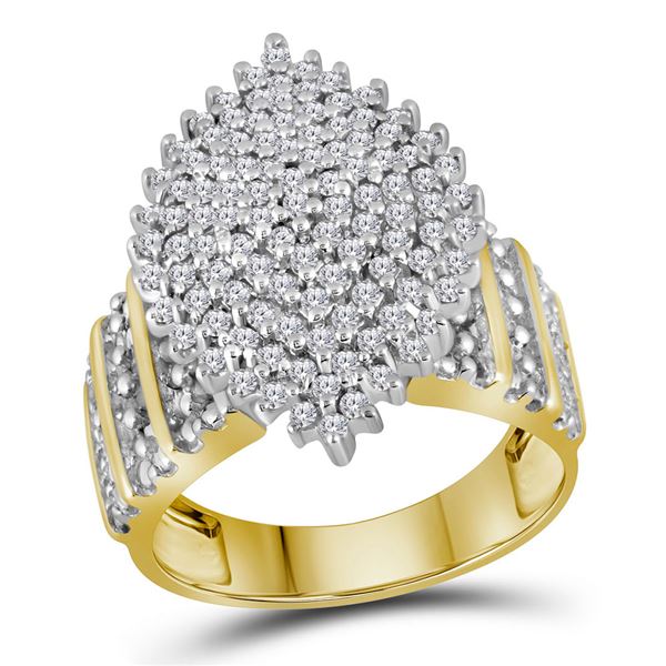 Diamond Marquise-shape Cluster Ring 1 Cttw 10kt Yellow Gold