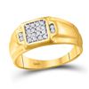 Image 1 : Mens Diamond Square Cluster Ring 1/4 Cttw 10kt Yellow Gold