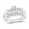 Image 2 : Sterling Silver His Hers Diamond Solitaire Matching Wedding Set 1/20 Cttw Sterling Silver