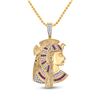 Image 1 : Mens Ruby Diamond Pharaoh Charm Pendant 1 Cttw 10kt Yellow Gold