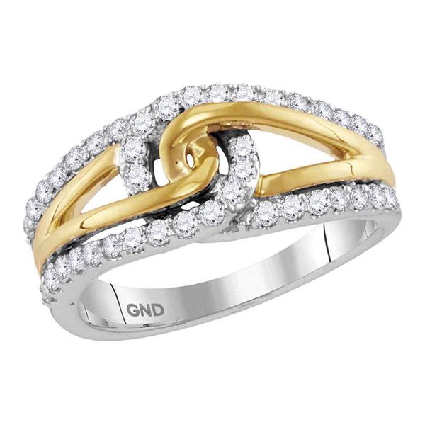 Diamond Lasso Loop Knot Band Ring 1/2 Cttw 10kt Two-tone Gold