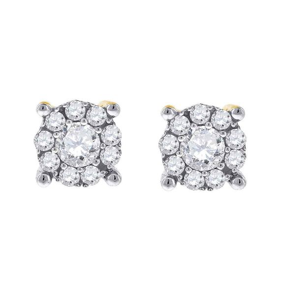 Diamond Cluster Earrings 1/2 Cttw 14kt White Gold