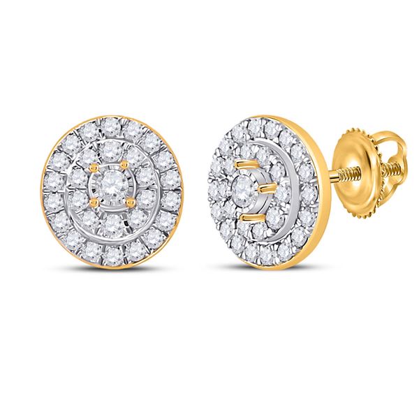 Diamond Oval Earrings 1/3 Cttw 10kt Yellow Gold