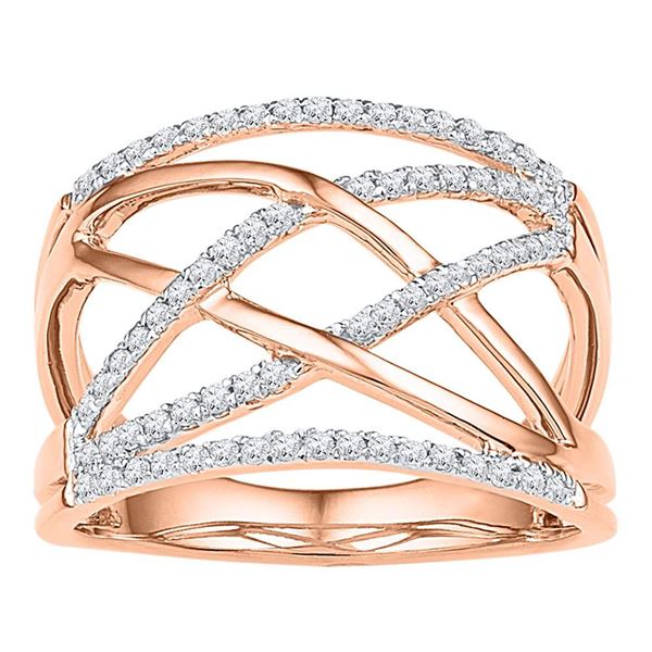 Diamond Crisscross Crossover Band Ring 1/3 Cttw 10kt Rose Gold