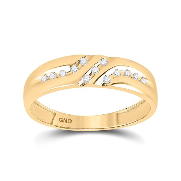 Mens Diamond Wedding Band Ring 1/8 Cttw 14kt Yellow Gold