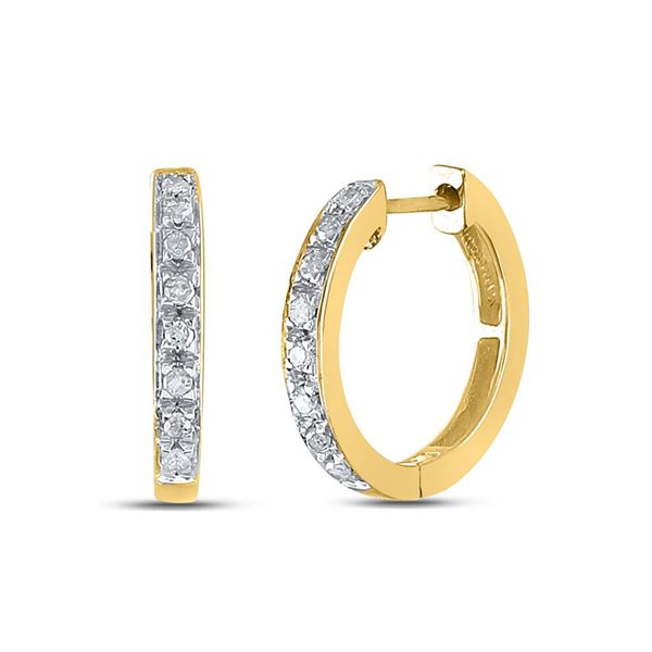 Diamond Single Row Hoop Earrings 1/8 Cttw 10kt Yellow Gold