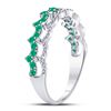 Image 3 : Emerald Scalloped Stackable Band Ring 1/4 Cttw 10kt White Gold