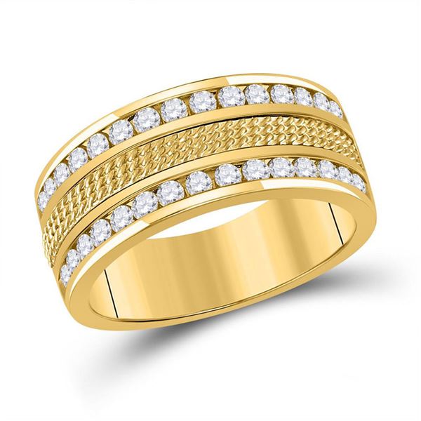 Mens Diamond Wedding Band Ring 1 Cttw 14kt Yellow Gold